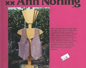 New Ann Norling Tuxedo Vest 21 Designed by Nancie M. Wiseman Crochet Pattern