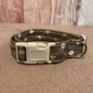 New Handmade adjustable upcycled neck tie drab diamond dog collar