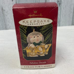 Vintage 1997 Hallmark Collector&#39;s Fabulous Decade Hedgehog Christmas Ornament