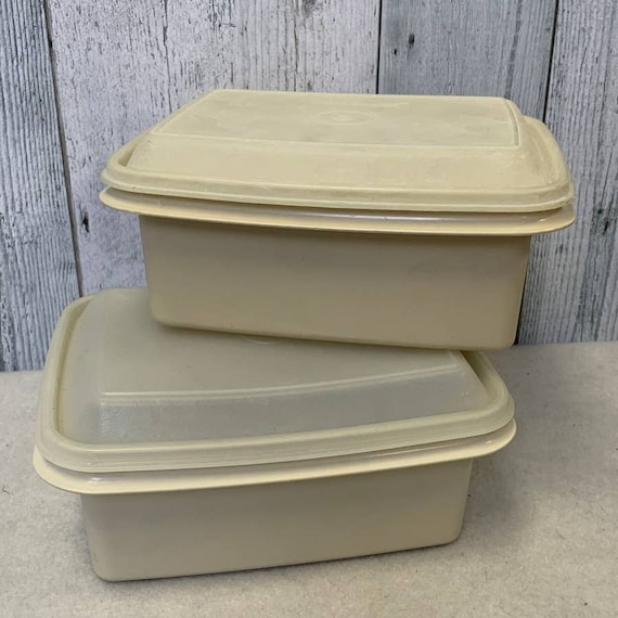 2 Vintage Tupperware Rectangle 1/2 Gallon Ice Cream Block Storage