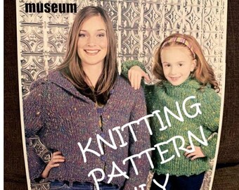 NWT Artful Yarns Museum 92039 Hooded Raglan Sweater Knitting Pattern