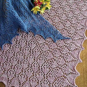 New Fiber Trends S-2014 Flower Basket Lace Scarf & Shawl Knitting Pattern image 2