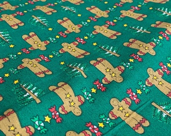 1.5yds 100% Cotton Christmas Tree Gingerbread Candy Quilting Fabric Yardage