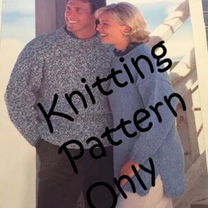 New Sirdar 5395 Denim Chunky Mens Womens Pullover Tunic Knitting Sweater Pattern