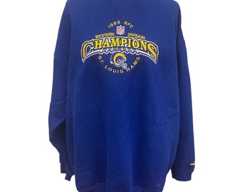 Vintage 1999 Puma Mens 2X St Louis Rams Football NFC Western Champs Sweatshirt
