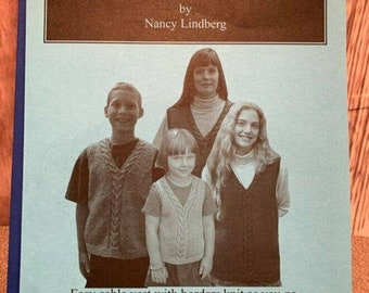 NWT Nancy Lindberg NL18 Family of Vests cable with borders Knitting Pattern