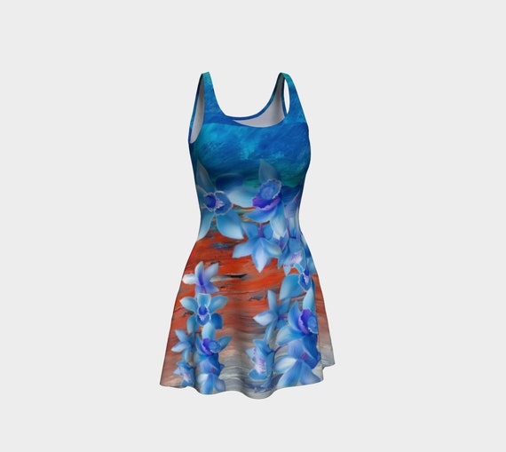 blue orchid dress Hawaiian Blue Orchid Midi Dress - Matching Couple main image 1
