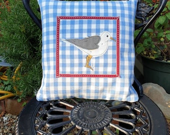 Seagull Cushion. Seagull applique cushion . Gift for beach lover. Bird lover gift. Nursery decor. Herring gull cushion. Gift for men