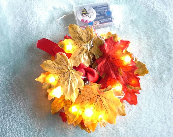 Autumn leaves fairy lights, Winter lights, Autumn fairy lights. Led battery operated. Indoor string lights. Indoor fairy lights.Leaf lights