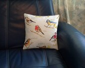 English garden birds cushion. Bird cushion.Gift for bird lover.Home Decor.Housewarming gift.Bird gifts. Gift for gardener.Robin gifts.