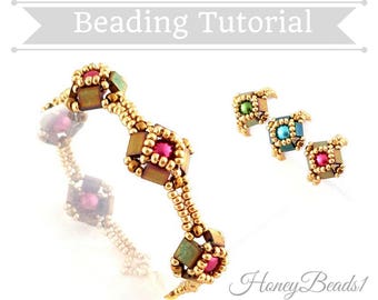 PDF-bestand Rijgpatroon Tilaria Armband & Ring met Tila kralen Rijgpatroon van HoneyBeads1