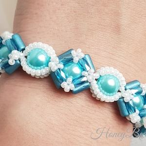 Kralenpatroon, Easy Pearl-armband, Tubelet-kralen, PC-kristalcilinderkralen, &#39;Crystal Glamour&#39;-armband, Kraleninstructie, door HoneyBeads1