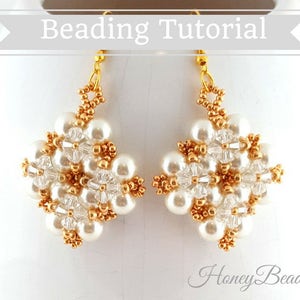 PDF-file Beading Pattern Winterglow Earrings PDF-file Beading Tutorial by HoneyBeads1 image 1