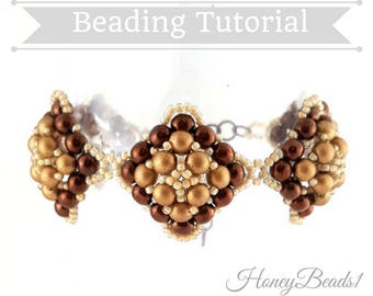 PDF-file Beading Pattern Round Squares Bracelet PDF-file Beading Tutorial by HoneyBeads1