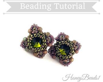 PDF-file Beading Pattern Stud Earrings 'Celtic Button' Beading Tutorial by HoneyBeads1