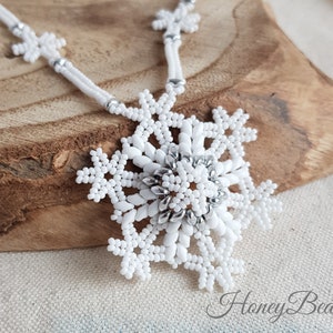Sneeuwvlok kralenpatroon, Superduo kralen sneeuwvlok, kralenketting, 'Frosty Lace', PDF-bestand, Kerst kralenhandleiding, door HoneyBeads1