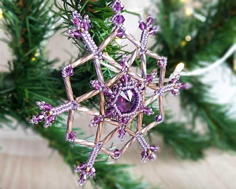 Ornament Beading Pattern Beaded Snowflake Bugle Beading Etsy