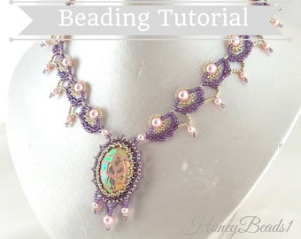 PDF-file Beading Pattern Queen Beth Necklace PDF-file Beading Tutorial by HoneyBeads1