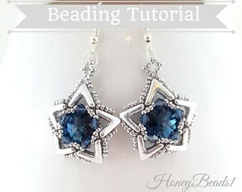 PDF-file Beading Pattern AVA maria Star Earrings Beading Tutorial by HoneyBeads1