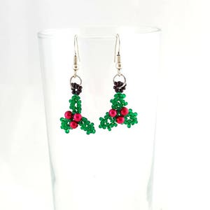 PDF-file Beading Pattern Holly Christmas Earrings PDF-file Beading Tutorial by HoneyBeads1 image 2