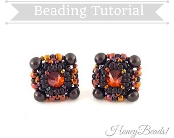 PDF-file Beading Pattern Stud Earrings 'Gondoletta' Beading Tutorial by HoneyBeads1