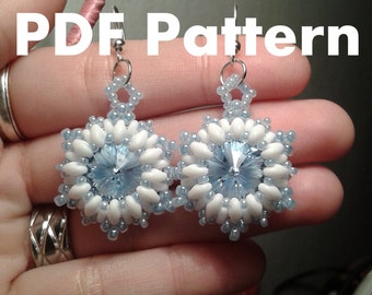 PDF-file Beading Pattern Jolly Snowflake Earrings PDF-file Beading Tutorial by HoneyBeads1