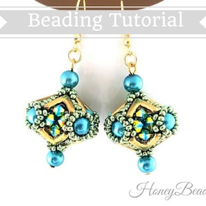 PDF-bestand Rijgpatroon Kralenkraal 'AVA Marquee' Oorbellen Rijgtutorial van HoneyBeads1