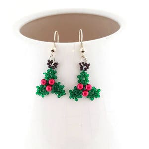 PDF-file Beading Pattern Holly Christmas Earrings PDF-file Beading Tutorial by HoneyBeads1 image 3