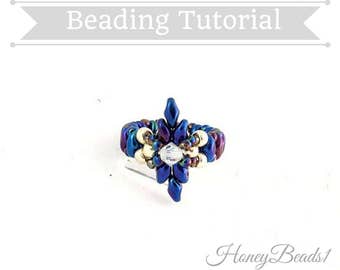 PDF-file Beading Pattern Dear Diamond Ring PDF-file Beading Tutorial by HoneyBeads1