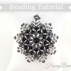 PDF-file Beading Pattern Florora Pendant PDF-file Beading Tutorial by HoneyBeads1 image 1