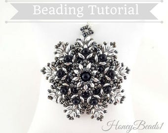 PDF-file Beading Pattern Florora Pendant PDF-file Beading Tutorial by HoneyBeads1