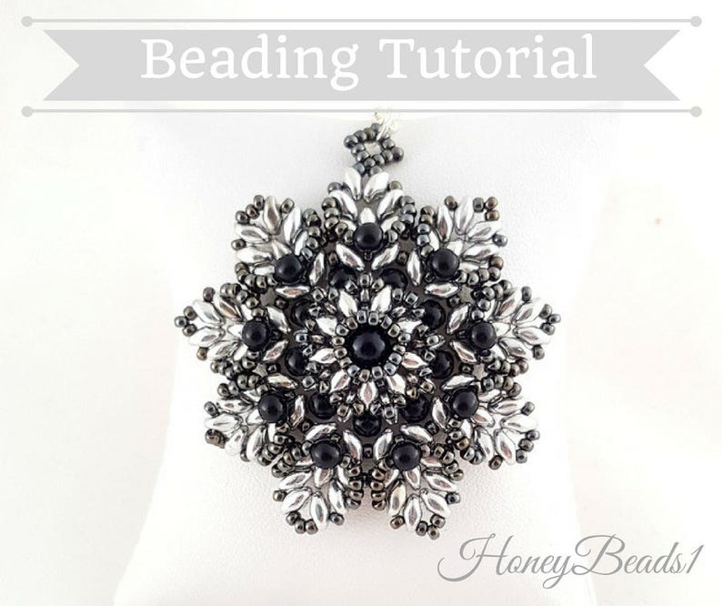 PDF-file Beading Pattern Florora Pendant PDF-file Beading Tutorial by HoneyBeads1 image 1