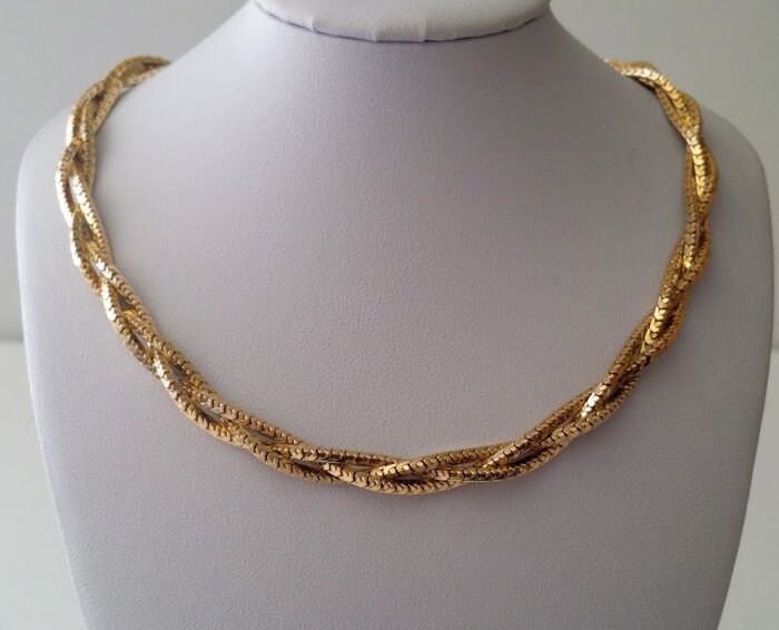 Vintage 12k Gold Filled Three Strand Collar Necklace Etsy
