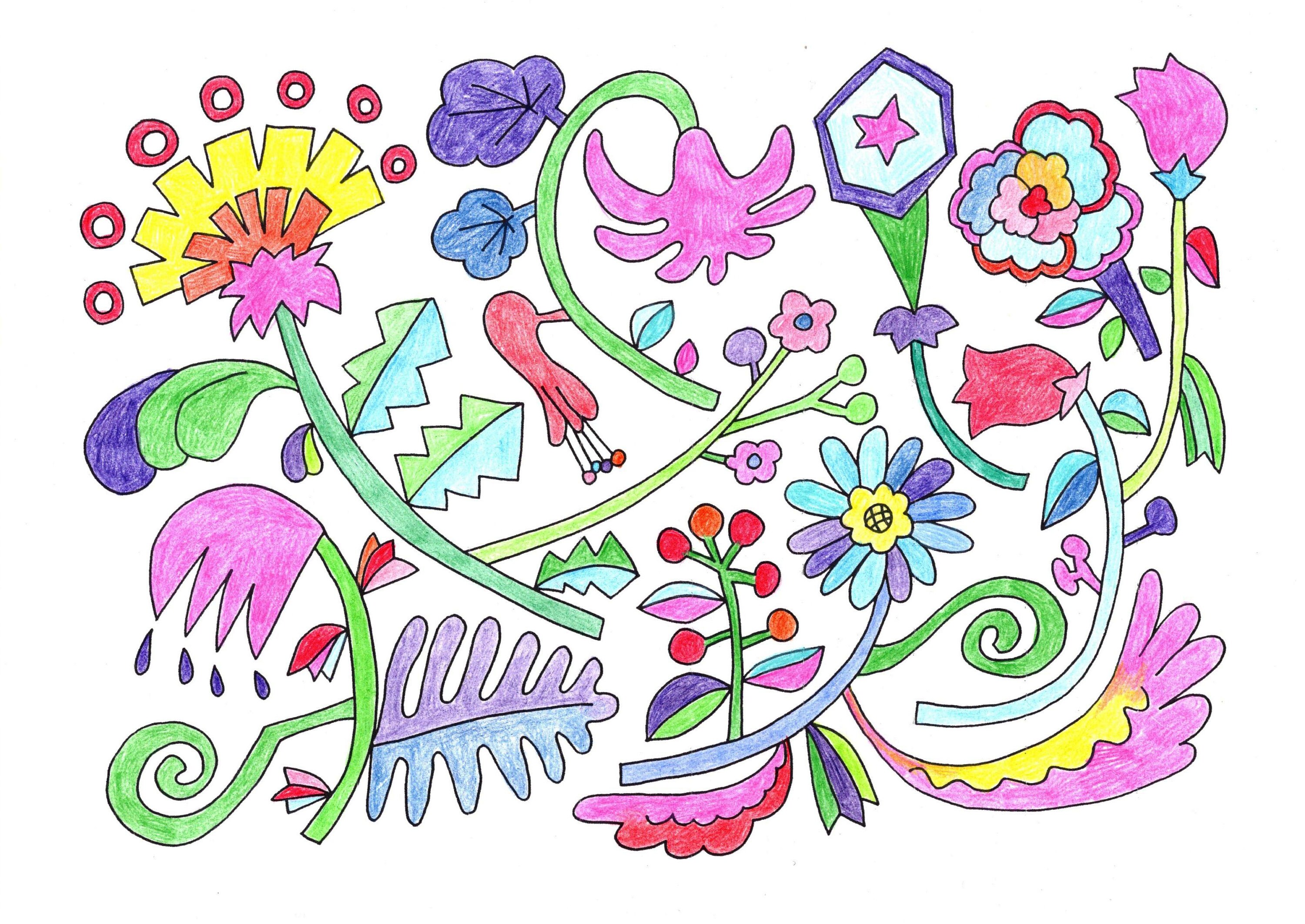 Coloring Page Flowers 1 DOWNLOADABLE COPY | Etsy