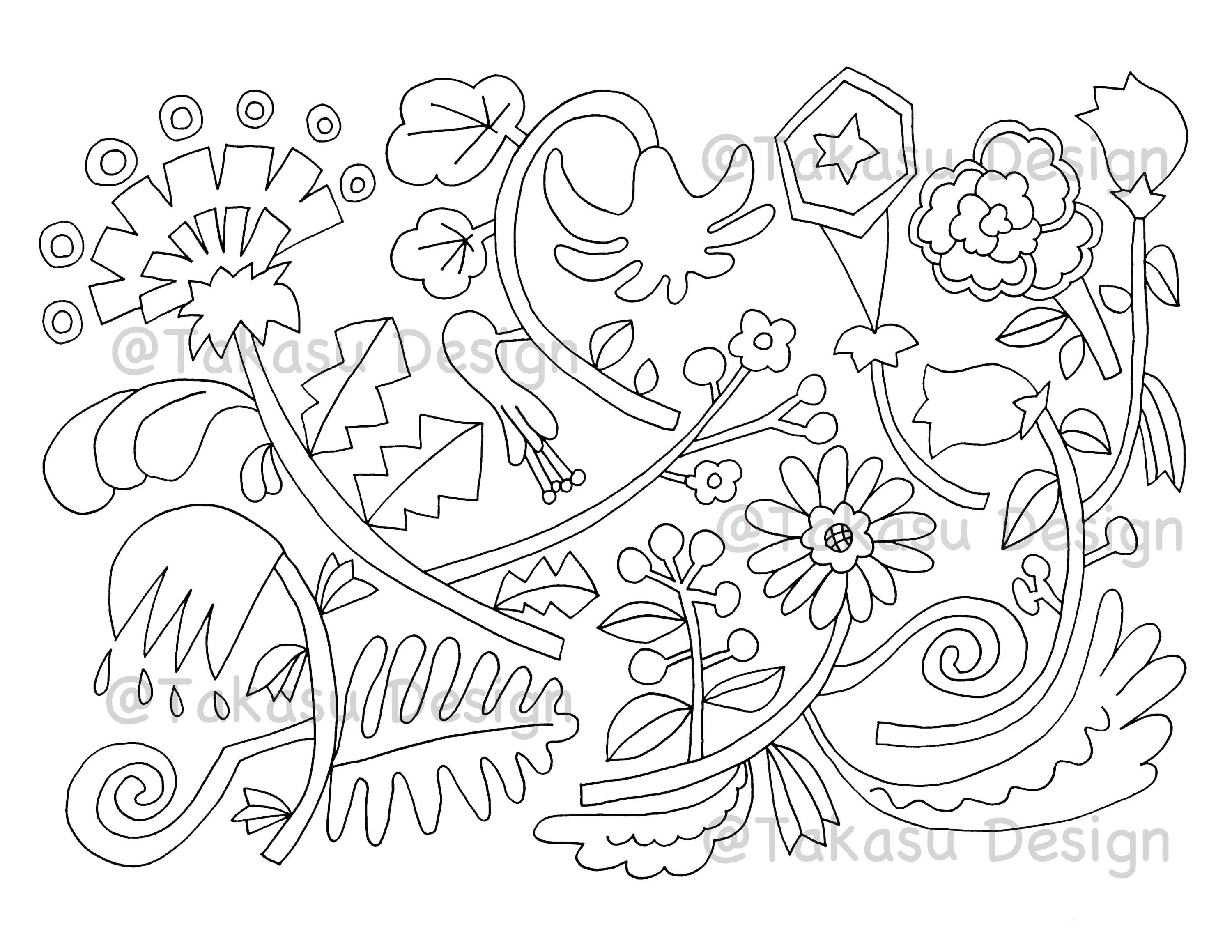 Coloring Page Flowers 1 DOWNLOADABLE COPY | Etsy