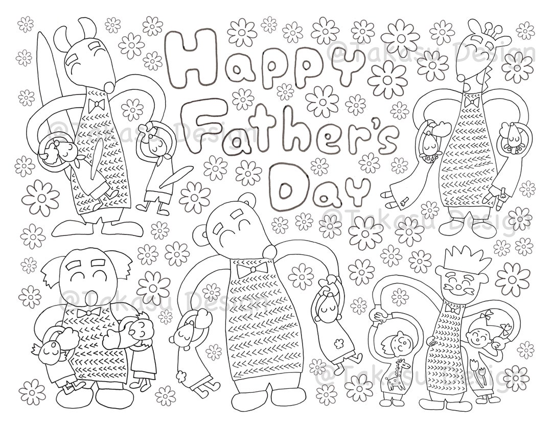 Coloring Page Happy Father's Day DOWNLOADABLE COPY - Etsy