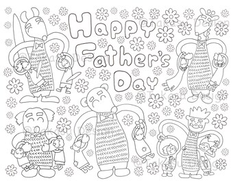 Coloring Page - Happy Father's Day - DOWNLOADABLE COPY