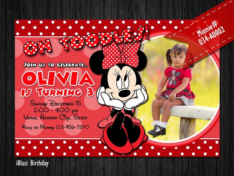 Minnie Mouse Invitations for Minnie Birthday Red and black Digital Invite for Minnie party