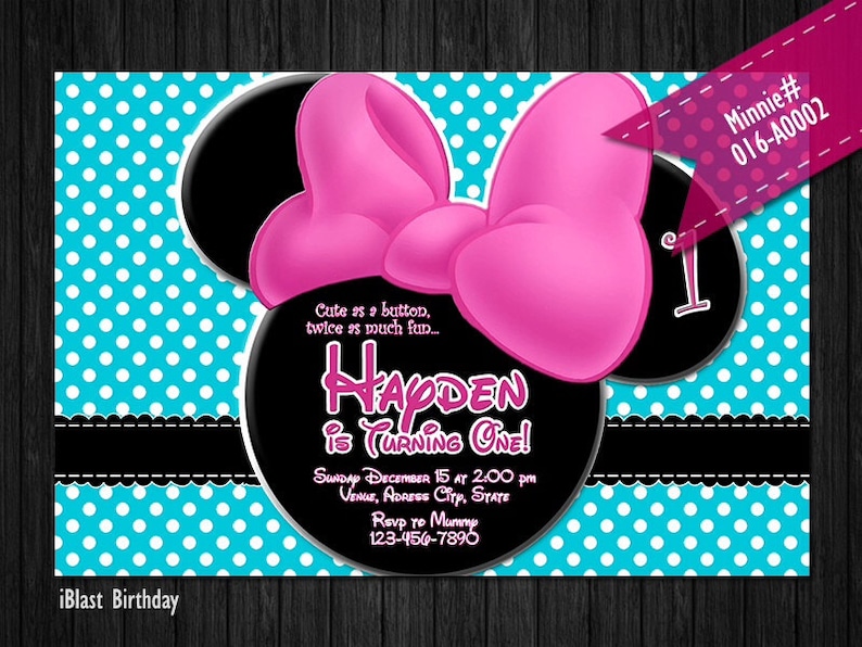 DIY Minnie Mouse Digital Invitation for Minnie Mouse Birthday polka dots with bow and Minnie ear
