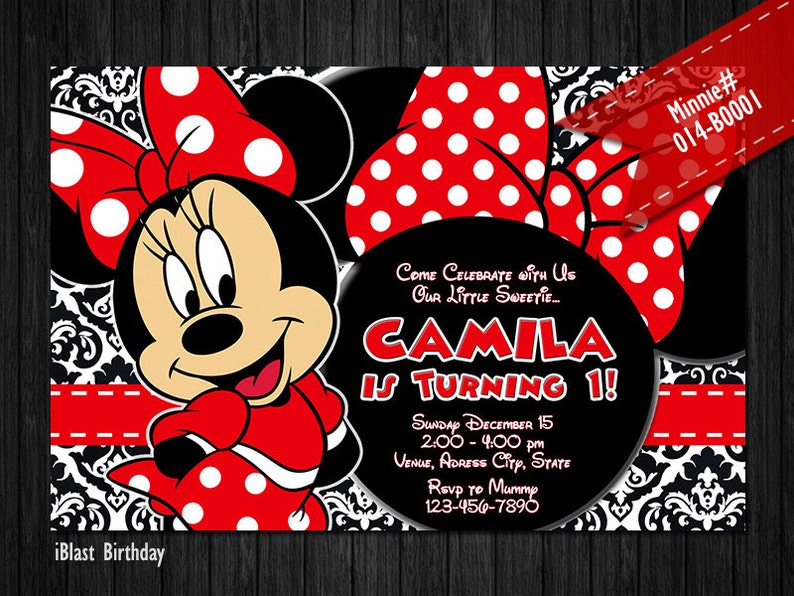Invitación Digital DIY rojo Minnie Mouse para cumpleaños de | Etsy