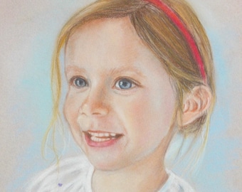 Commission Child Portrait from Photo, Original Pastel Portrait Painting, Baby Kids Family Children Portrait, Hand Drawn Portrait Painting
