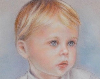 Commission Child Portrait from Photo, Baby Kids Family Children Portrait, Hand Drawn Original Pastel Portrait Painting