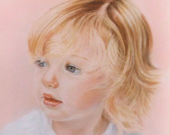 Custom Child portrait  painting  - Baby Portrait - Kids Family  Pastel Portrait from Photo