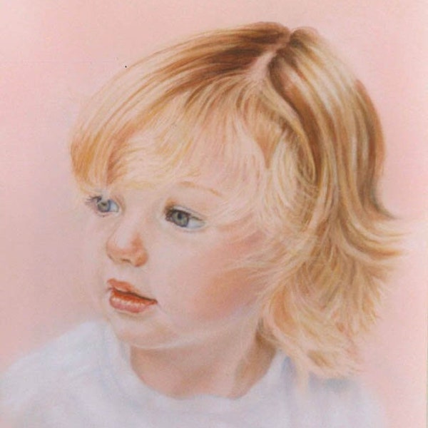 Custom Child portrait  painting  - Baby Portrait - Kids Family  Pastel Portrait from Photo