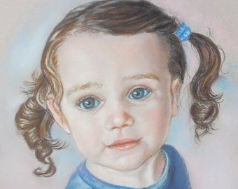 Custom portrait from Photo, Child Portrait painting, Baby Kids Children Portrait Commission, Pastel Portrait