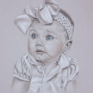 Baby Portrait, Custom Portrait, Portrait Drawing,  Child Portrait, Charcoal Portrait, Portrait Artist, Hand Drawn Portrait from Photo
