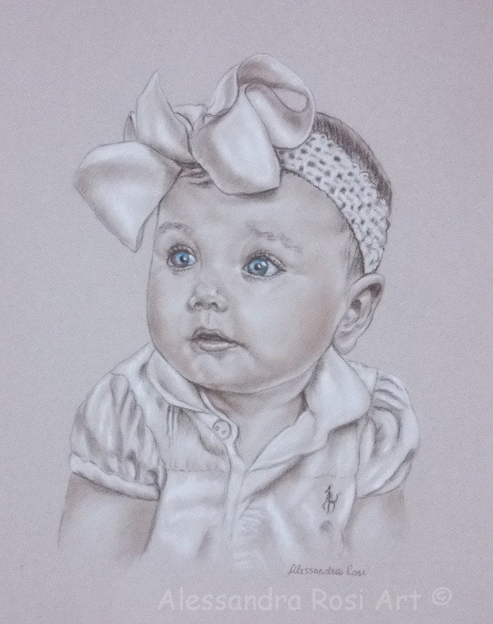 Baby Portrait Custom Portrait Portrait Drawing Child Etsy