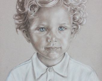 Hand drawn Portrait from Photo, Child Portrait, Custom  Portrait Drawing, Family Portrait Commission, Pencil Portrait, Baby Kids Portraits