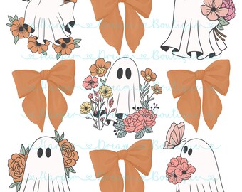 Laços de Halloween PNG | Design de Laço de Abóbora Xadrez | Clipart de Laço de Cabelo de Outono Fofo | Download Digital de Halloween para Sublimação e Impressão