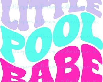 Pequena Garota da Piscina PNG: Design de Onda Retro para Sublimação (Download Digital)